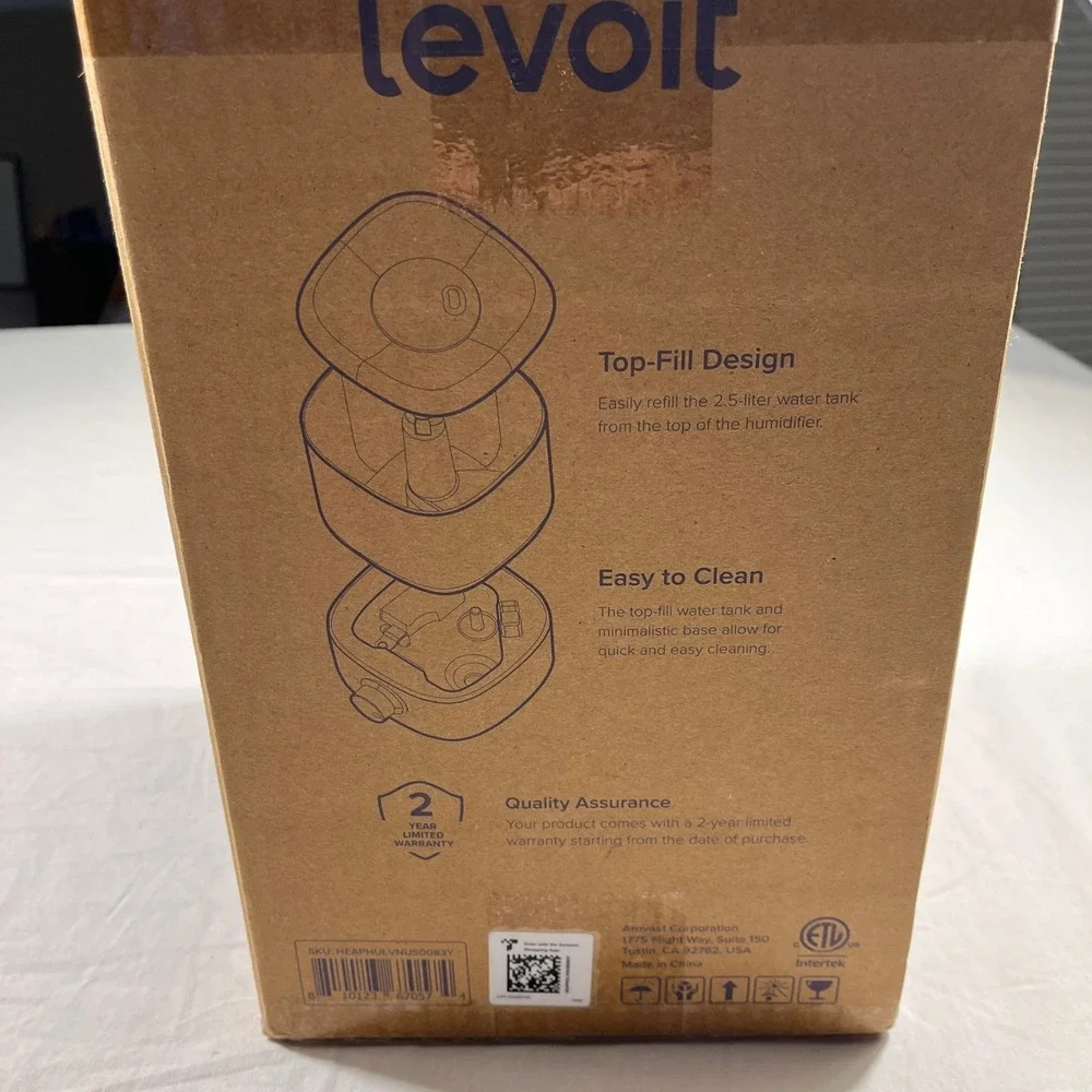 Levoit Classic 160 Ultrasonic Cool Mist Humidifier Unisex OS White NEW Top-Fill